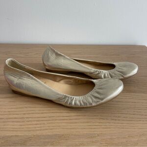J. Crew Ballet Flats Metallic Gold Women's size 6 soft leather casual preppy